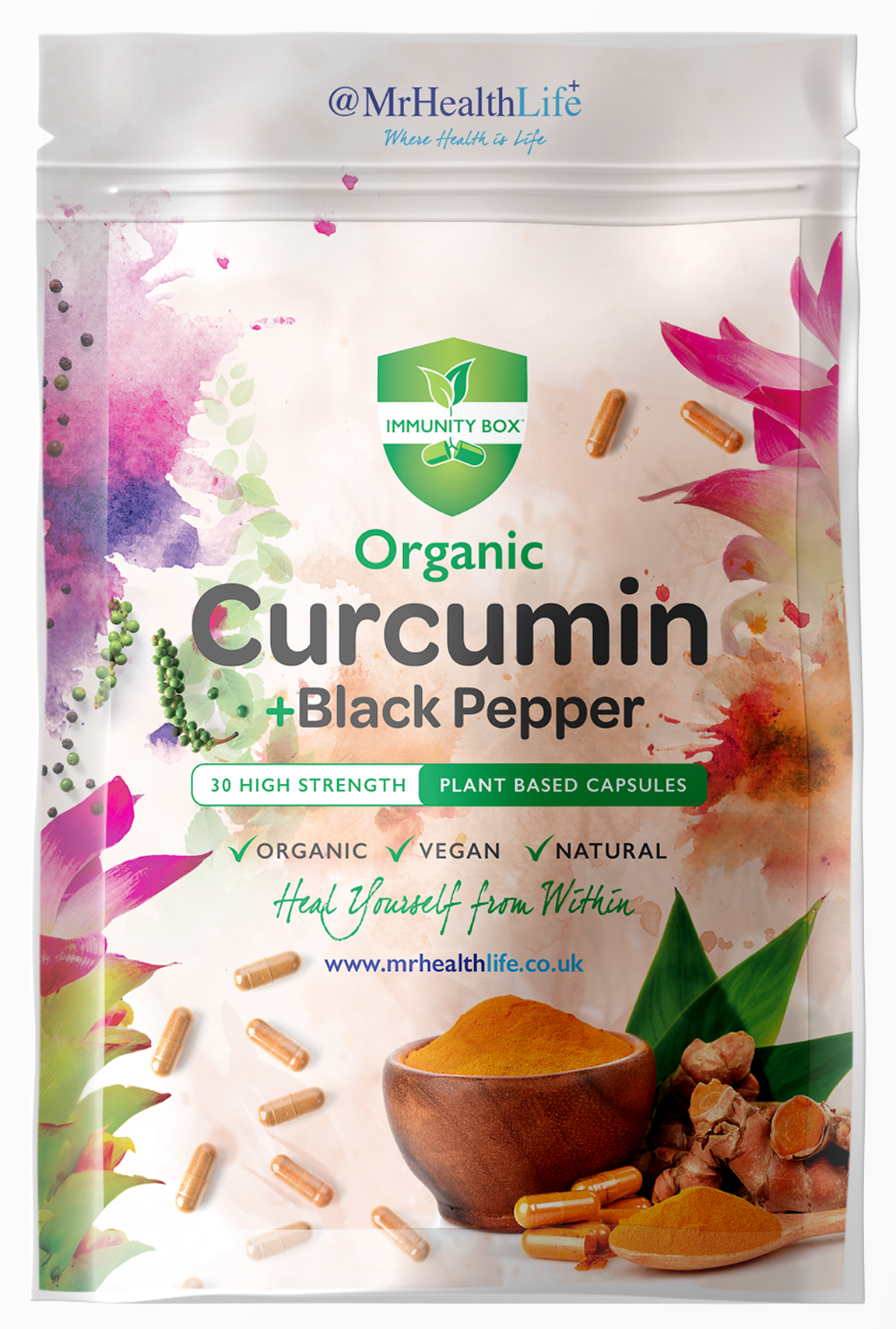 Organic Curcumin + Black Pepper High Strength Capsules 30